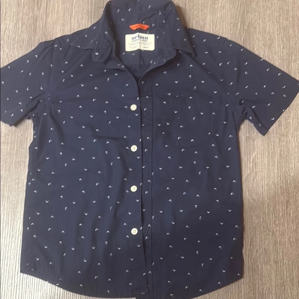 Urban Pipeline Navy Kids Button Down Shirt with Anchor Design